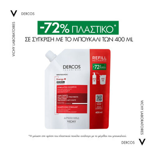 Dercos Energy+ &delta;&upsilon;&nu;&alpha;&mu;&omega;&tau;&iota;&kappa;ό &sigma;&alpha;&mu;&pi;&omicron;&upsilon;ά&nu; Refill 400ml - Eco-&pi;&rho;&omicron;ϊό&nu;&tau;&alpha; 🍃 | LDBPartnerShop