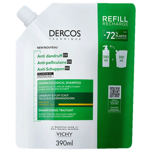 DERCOS Anti-Dandruff DS &Sigma;&alpha;&mu;&pi;&omicron;&upsilon;ά&nu; &gamma;&iota;&alpha; &xi;&eta;&rho;ά &mu;&alpha;&lambda;&lambda;&iota;ά. Refill 390ml - Eco-&pi;&rho;&omicron;ϊό&nu;&tau;&alpha; 🍃 | LDBPartnerShop